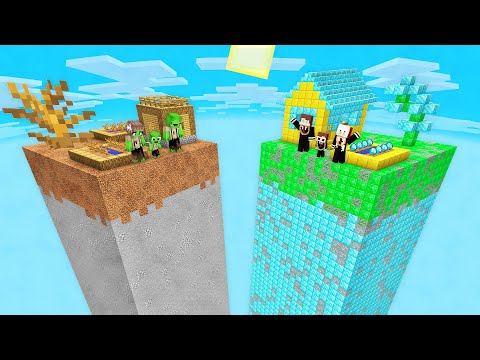 Mikey Family Poor vs JJ Family Rich CHUNK Survival Battle in Minecraft (Maizen)