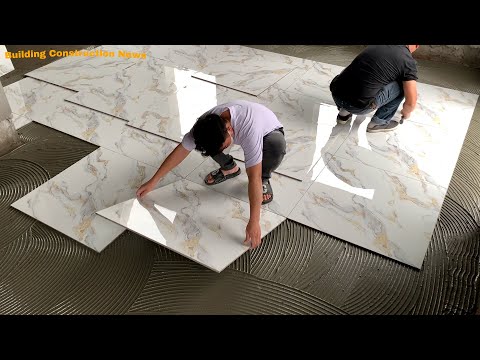 Top 1 Most Skillful And Agile Tile Tiler Ever - Professionally Constructing Living Room Floor Tiles