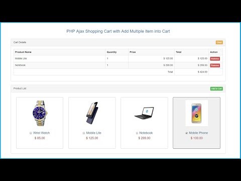 PHP Ajax Shopping Cart with Add Multiple Item into Cart