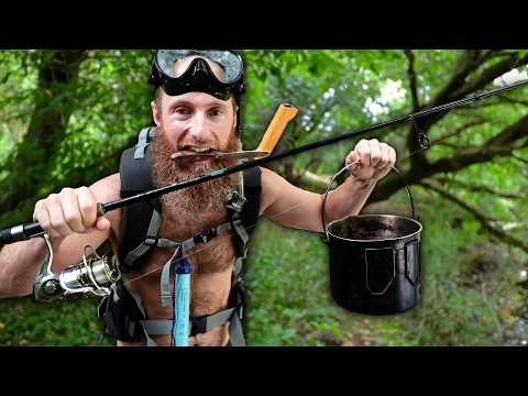 3-Days Bushcraft Camping Challenge in Canada - Eating Only What We Catch