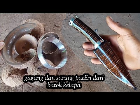 Tutorial membuat pisau bhuscraft full batok kelapa...tanpa di belah