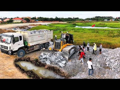 Part15 Perfectly Bilding Road Construction Over The Water Using Stones For Fill Clean Forest Pushing