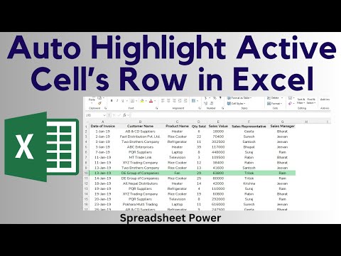 Auto Highlight Active Cell's Row in Excel