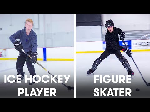 Figure Skaters Try to Keep Up With Hockey Players | SELF