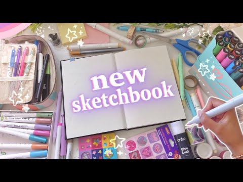 starting & customising my new sketchbook ♡ drawing on the cover, first page & more!