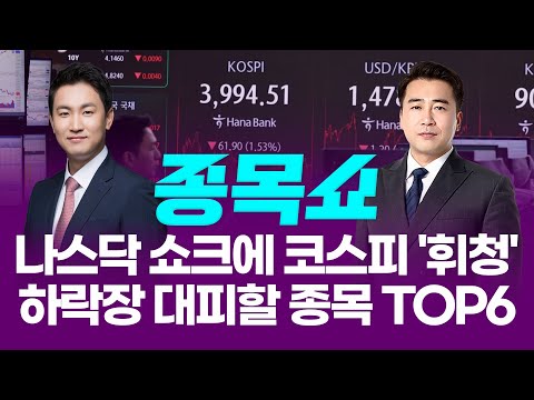 나스닥 쇼크에 코스피 '휘청'…하락장 대피할 종목 TOP6ㅣ 종목쇼 ㅣ
