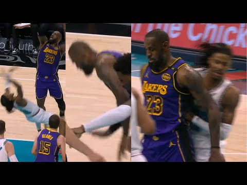 LeBron James calls Ja Morant too small so Ja runs into LeBron's back 😳