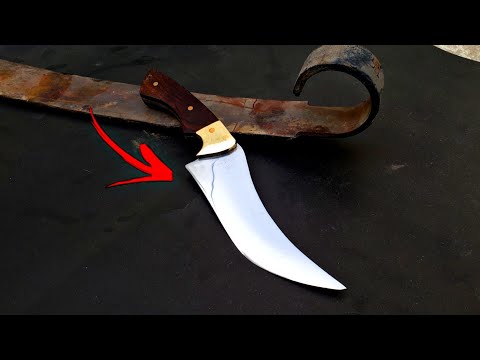Knife making-making hunting knife from leaf spring-metalworking