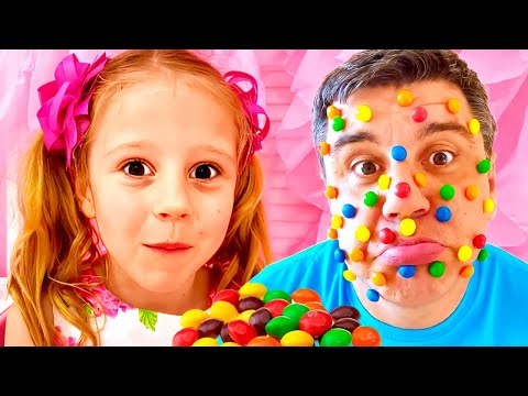 Nastya und Papa spielen mit Lego-Spielzeugen, lustigenGeschichten für Kinder