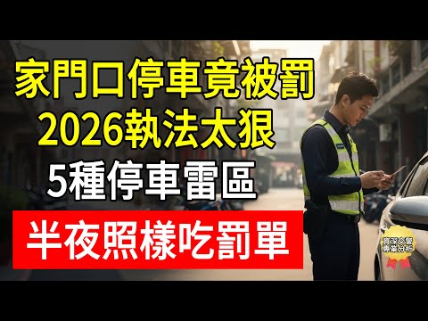 家門口停車竟被罰?2026執法太狠!5種停車雷區,半夜照樣吃罰單!#交通新規 #違停 #騎樓停車 #自家門口 #紅單 #檢舉達人 #透天厝 #私設斜坡 #路霸 #遮擋車牌 #頤養之年 #思妤