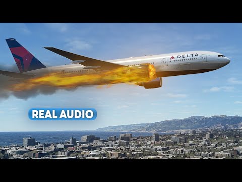 Bursting into Flames Immediately After Takeoff from Los Angeles | With Real Audio
