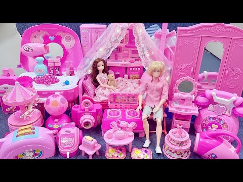 13 Minutes Satisfying With Unboxing Pink Princess Bedroom & Kitchen Play Set Review Toys｜ASMR