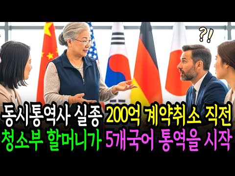 동시통역사 실종! 200억 계약 취소 직전에 청소부 할머니가 5개국어 통역을 시작하는데