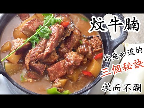 炆牛腩/香 軟而不爛 入味 3個秘訣你要知道/急凍牛肉就得/新手冇難度/粵語/中字/4k /#牛腩 .