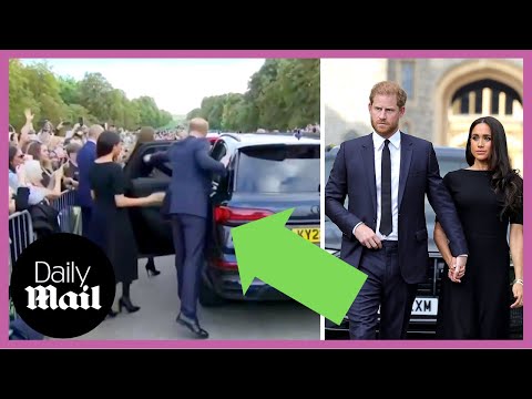 Prince Harry opens car door for Meghan Markle after Windsor Castle walkabout
