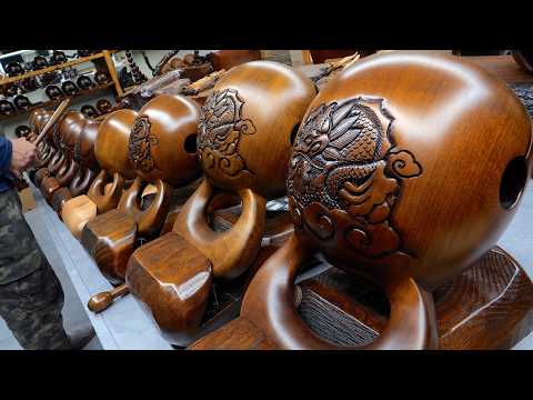 Sounds that bring peace to the mind! The process of making a moktak for monks. Korean moktak factory