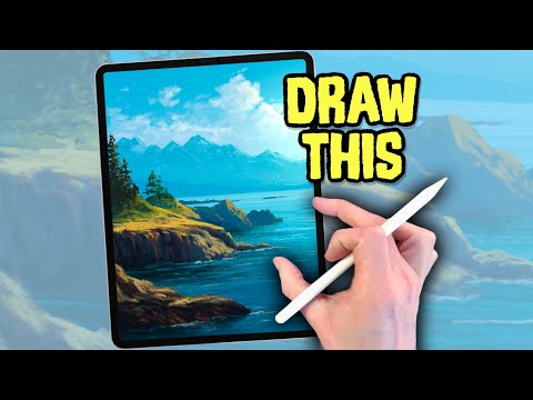 PROCREATE Mountain Coast Landscape Drawing Tutorial