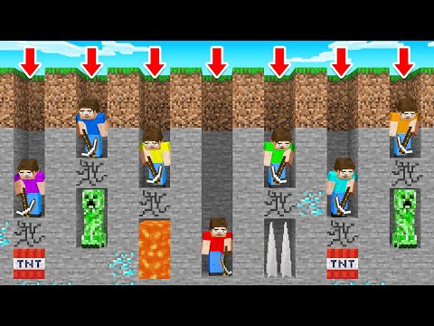 We DUG STRAIGHT DOWN 100 Times in Minecraft and This Happened…