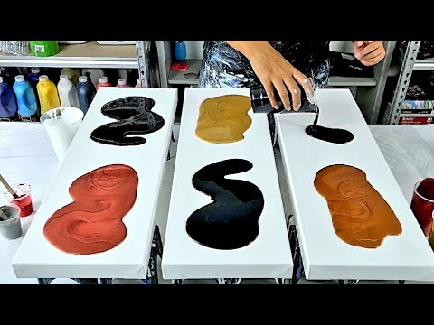 Acrylic Pour Painting with COPPER, GOLD, and BRONZE! - Flow Art - Acrylic Pouring