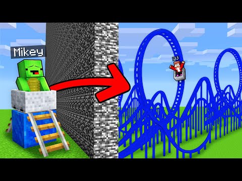 Mikey and JJ Built a Roller Coaster in Build Battle in Minecraft (Maizen)