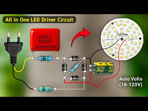 All LED driver circuit | Transformerless power supply | 220v AC to 12,18,26...120v