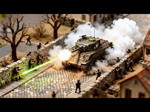 A miniature battlefield, highly recreating the scene of tank and infantry attacks