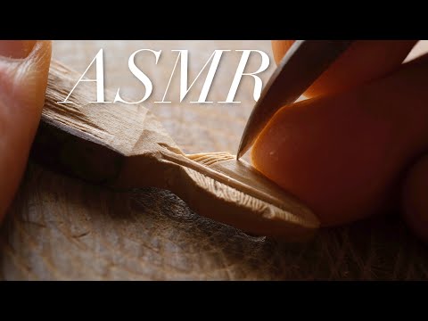 Carving a Small Feather Pendant - ASMR Edition