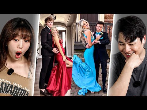 Korean Guy&Girl React To TikTok ‘Prom Transition’ Challenge for the first time | Y
