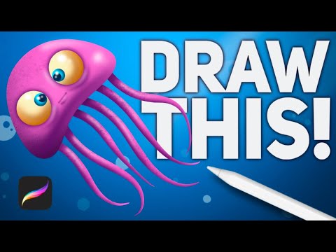 How to Draw a Jellyfish in Procreate: FULL PROCESS // procreate  drawing tutorial for beginners