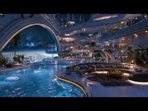 🎵 Zirexa Station: Orbital Balcony Suite above the Clouds: Water and Ambient Music | 4K | 10 hours