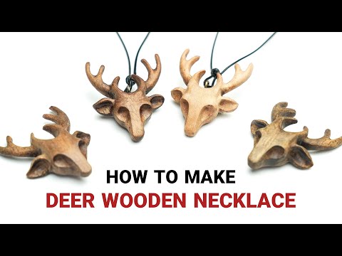 Hand Carving a Deer Head Pendant from Walnut Wood 🦌 | Step-by-Step Wooden Jewelry Tutorial