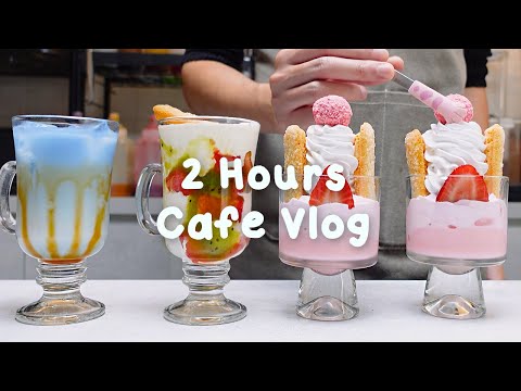 🍓지치고 힘들 땐 음료 ASMR로 힐링해요/주중의 여유로움/2시간 모음🌸2 Hours Vlog/Cafe Vlog/ASMR/Tasty Coffee
