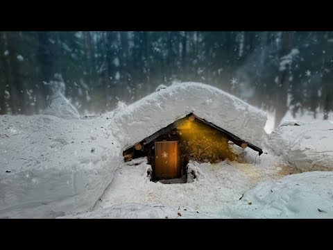 Hiding in a SMALL DUGOUT - Building of a Cozy Underground Log Cabin