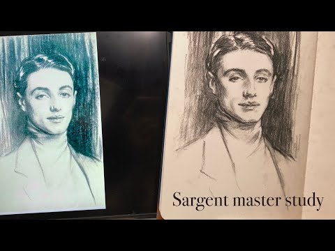 Master study demo of Sargent charcoal drawing