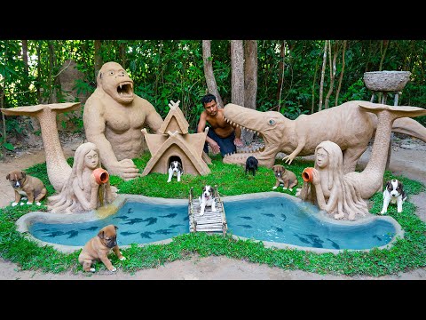 Building Most Beautiful House And Fish Pond Around Dog House