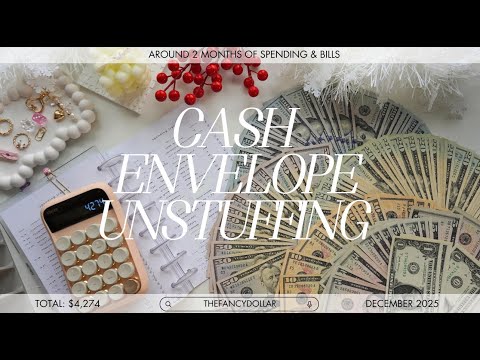 LARGE CASH UNSTUFFING | last one of the year ♡
