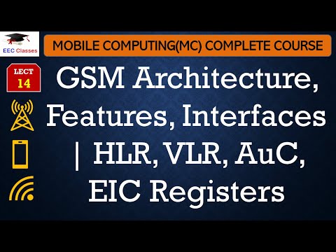 L14: GSM Architecture, Features, Interfaces | HLR, VLR, AuC, EIC Registers | Mobile Computing