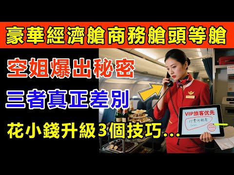 別被騙了！豪華經濟艙、商務艙、頭等艙的真正差別！空姐才知的秘密，花小錢升級的3個技巧！#生活經驗 #百科密码 #科普 #經濟艙 #頭等艙