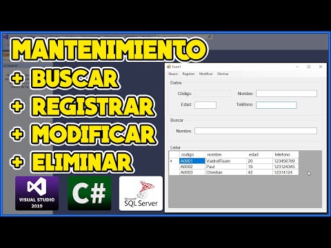 MANTENIMIENTO (BUSCAR, REGISTRAR, MODIFICAR Y ELIMINAR ) EN C# + SQL SERVER - VISUAL STUDIO 2019