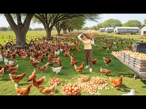 Poultry Farm in a Beautiful Countryside – Harvesting 1000+ Chicken Eggs & Daily Livestock Care