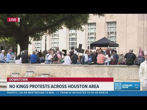 Crowds begin to gather in downtown Houston for 'No Kings' protest