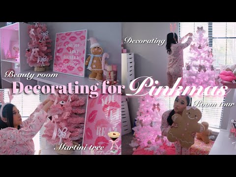 DECORATING FOR PINKMAS 🎅🏼🎀 (beauty room christmas makeover) 
