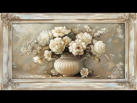 framed potted white flower painting for a good ambient