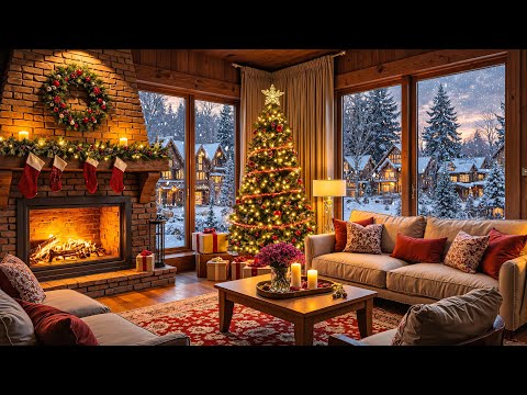 Relaxing Christmas Music & Snow Falling 🎄 Cozy Christmas Ambience Music 🎅Christmas Fireplace 2026