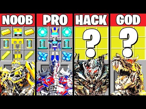 Minecraft Battle: SUPER TRANSFORMERS CRAFTING CHALLENGE - NOOB vs PRO vs HACKER vs GOD ~ Animation