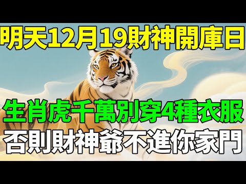不是迷信！生肖虎，明天12月19號，農歷十月三十是「財神開庫日」，這4種衣服千萬別穿，否則財神爺過家門都不進去！一輩子難翻身！#佛禪說 #生肖 #財運 #運勢 #屬相 #風水 #命理