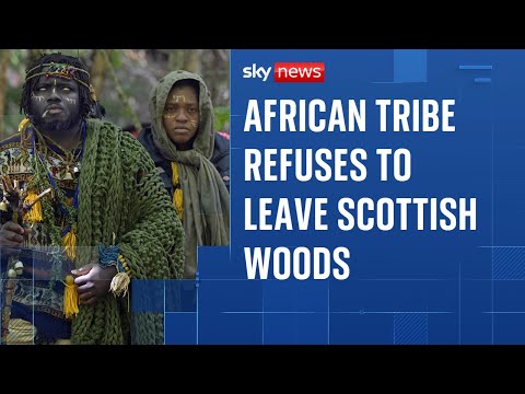 'African tribe' camping in Scottish woods stays put despite council's eviction deadline