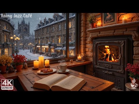 Coffee Shop Ambience 2026 ❄️ Winter Jazz Music & Fireplace | Study With Me