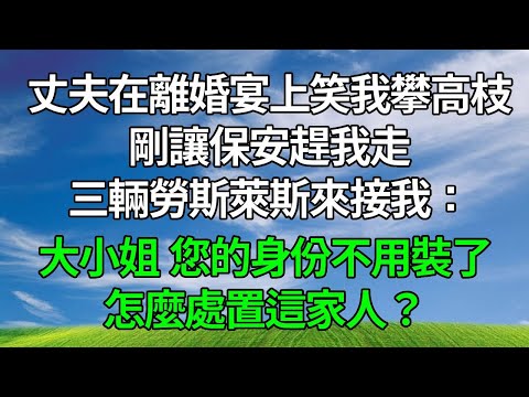丈夫在離婚宴上笑我攀高枝，剛讓保安趕我走，三輛勞斯萊斯來接我：大小姐，您的身份不用裝了，怎麼處置這家人？#生活經驗 #原创 #人生感悟 #為人處世 #故事分享 #打脸