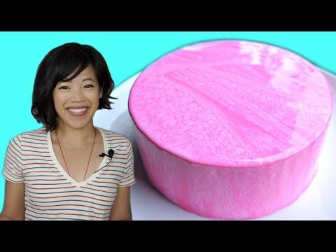 MIRROR GLAZE CAKE -- FAIL included -- buttercream frosted cake with reflective glaze